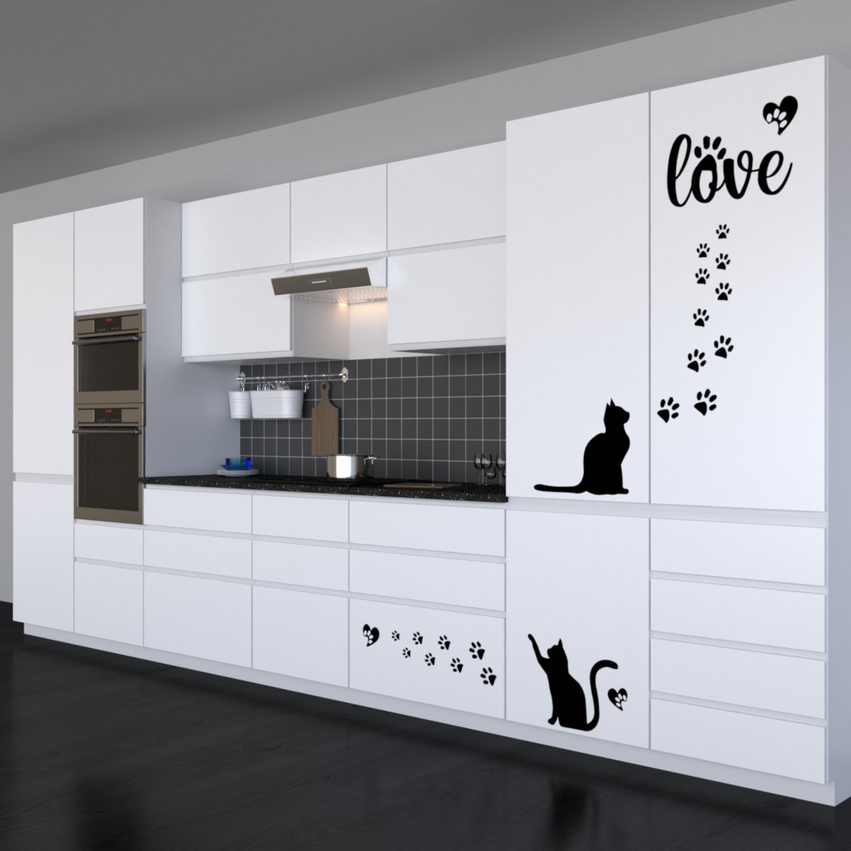 Katze Küchenfront Küchenfolie Küchenaufkleber Ansicht3