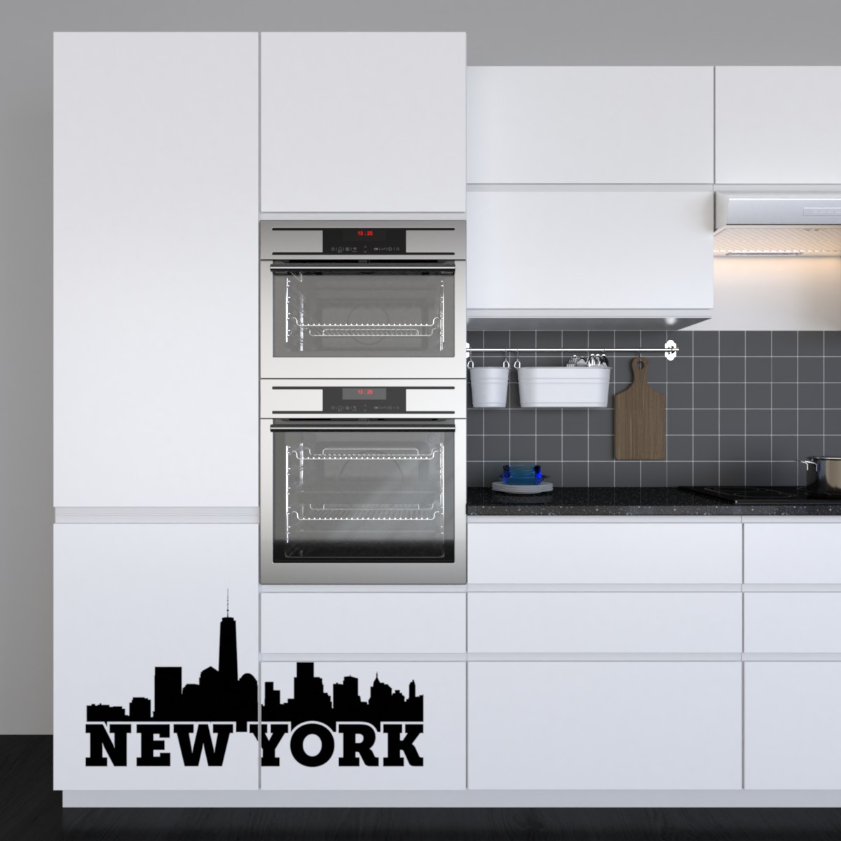 New York Sykline Küchenfront Küchenfolie Küchenaufkleber Ansicht2