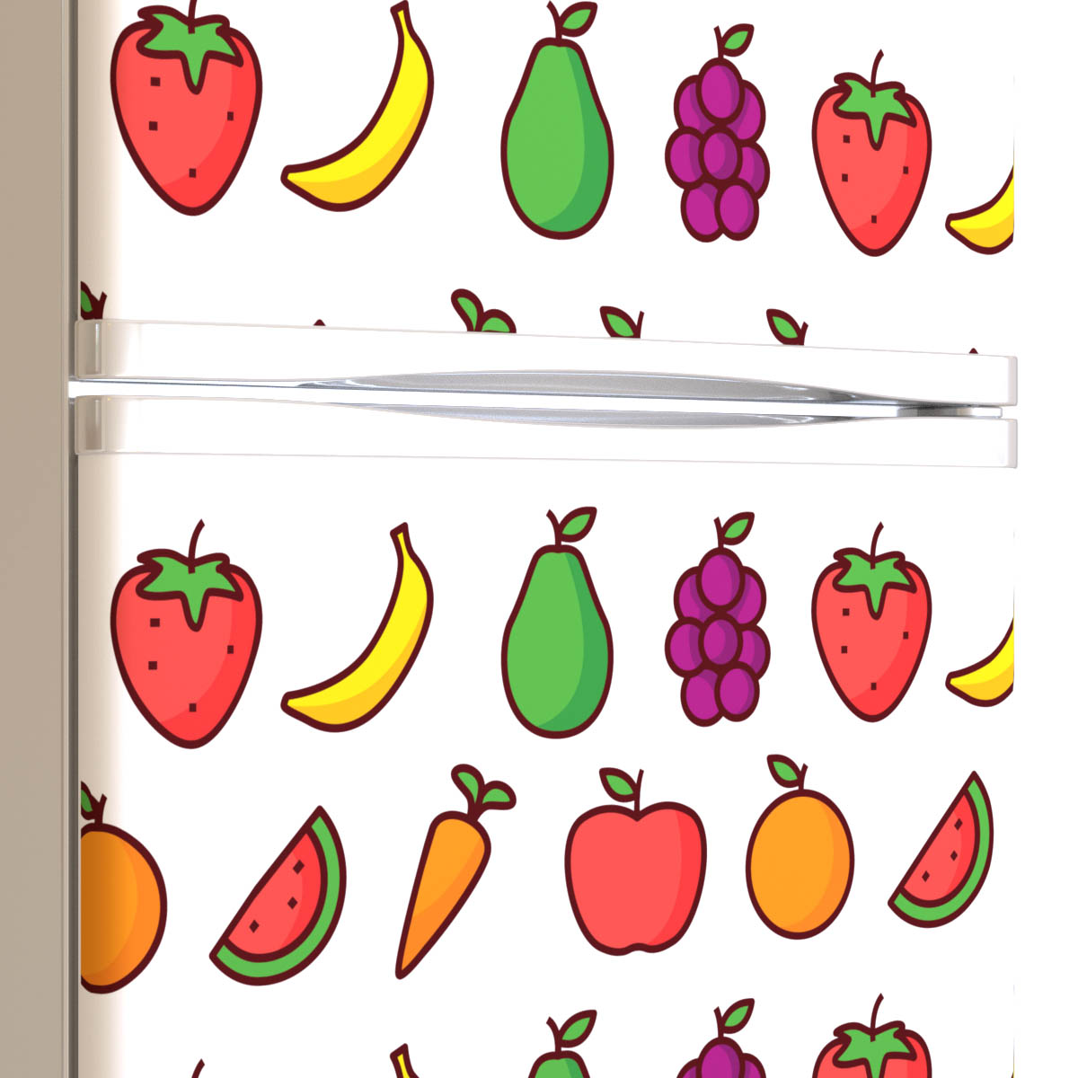 Fruits Muster1 Kühlschrankfolie Kühlschrank Aufkleber Detailansicht