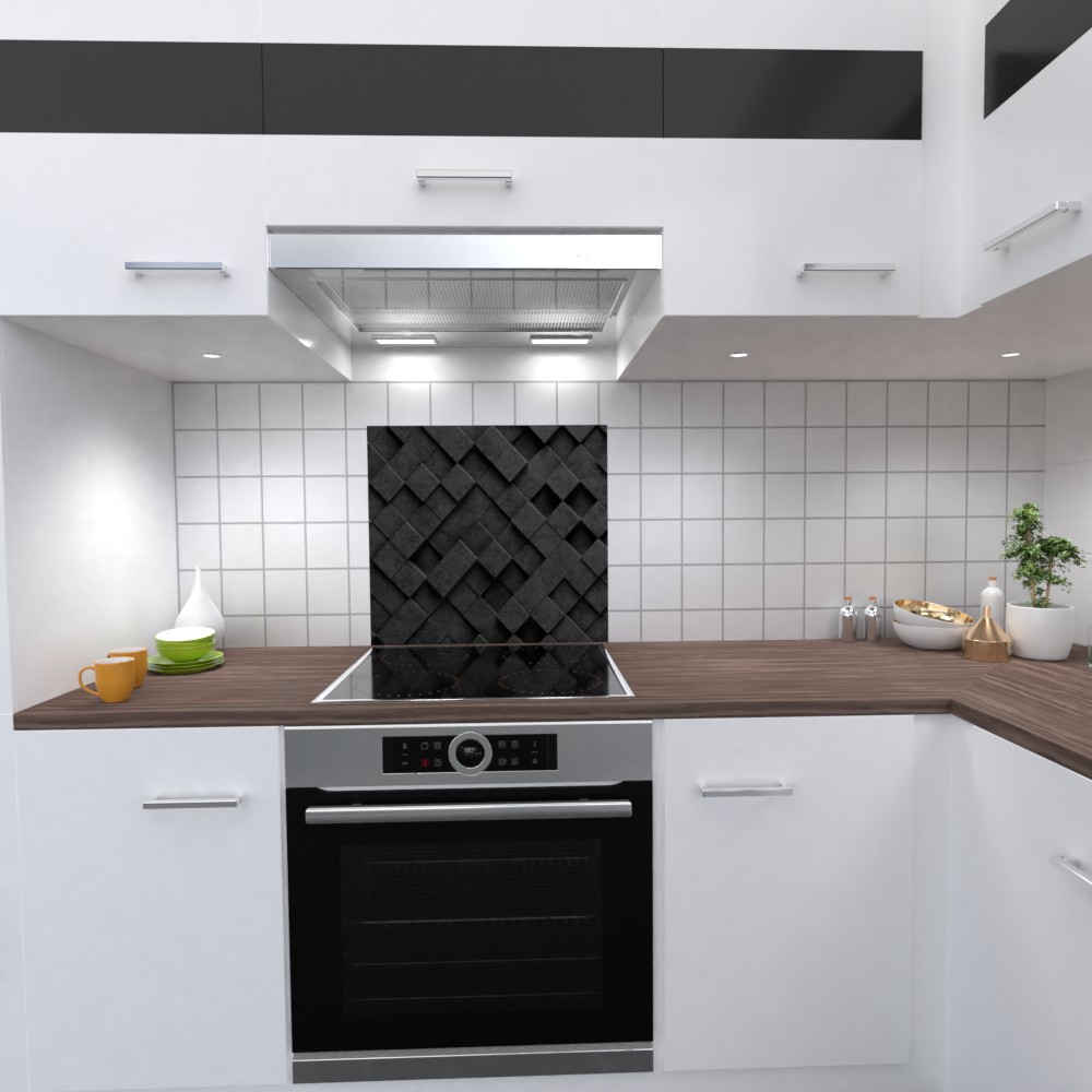 Black Squares 3D Küchenrückwand selbstklebend Wandtattoo für Fliesenspiegel