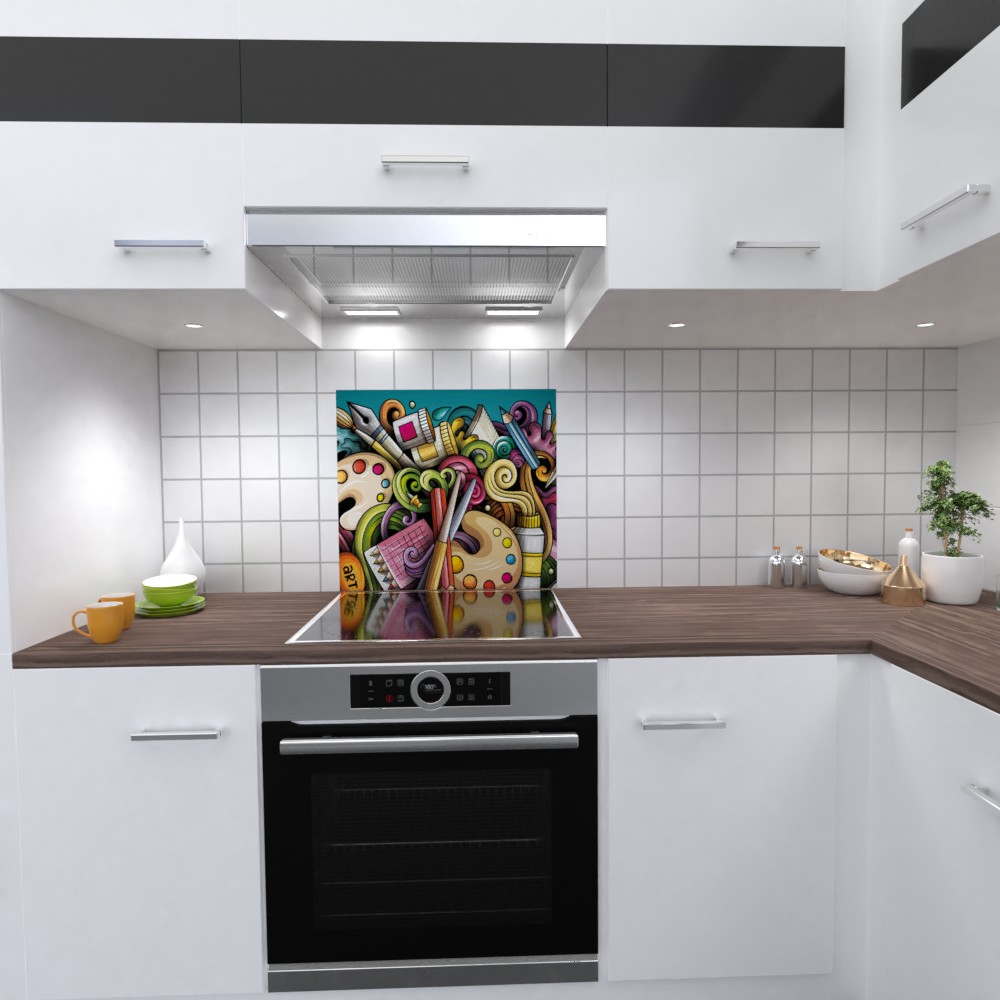 Cartoon Design Küchenrückwand selbstklebend Wandtattoo für Fliesenspiegel