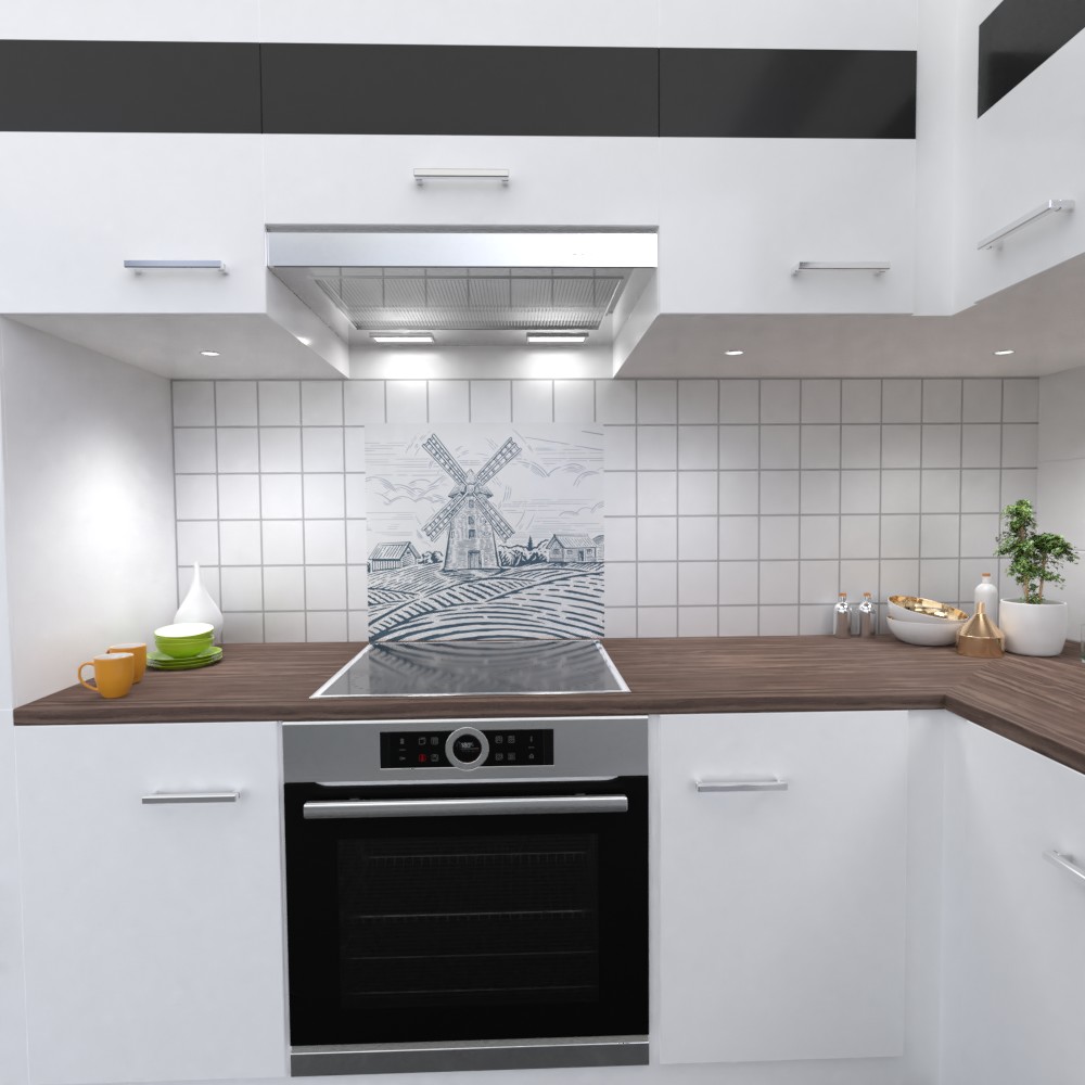 Wind mill Design Küchenrückwand selbstklebend Wandtattoo für Fliesenspiegel