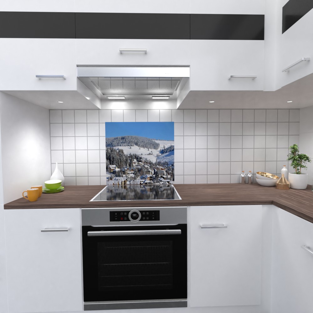 Winterlandschaft Küchenrückwand selbstklebend Wandtattoo für Fliesenspiegel