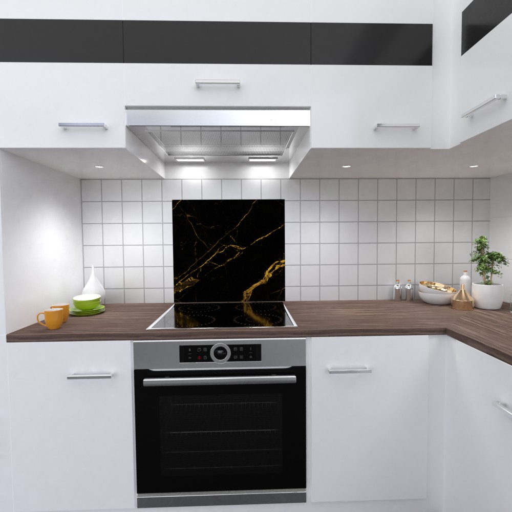 Küchenrückwand selbstklebend Marmor schwarz gold