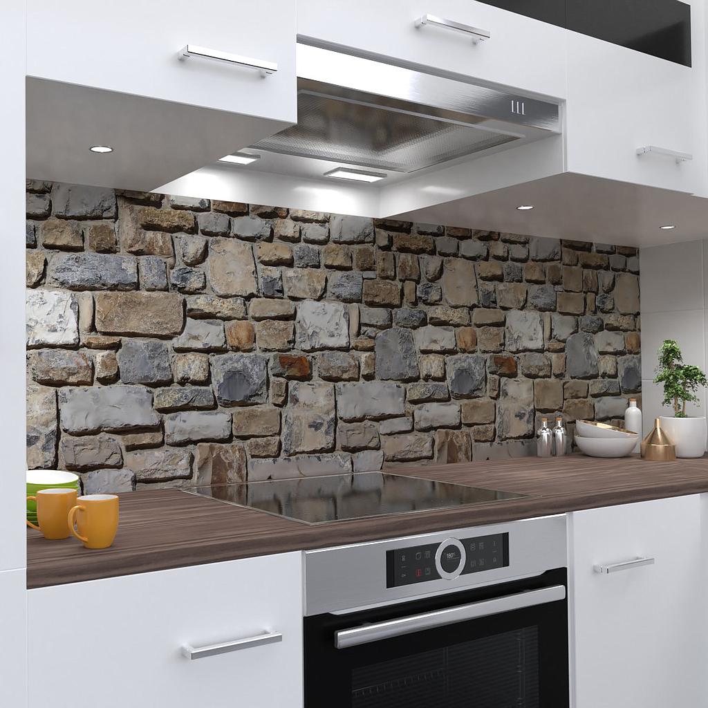 Steinmauer1 Küchenrückwand selbstklebend Wandtattoo für Fliesenspiegel