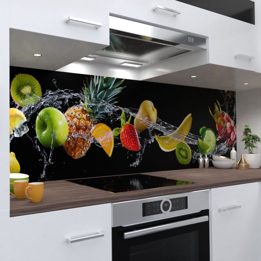 Fruchtsplash Küchenrückwand selbstklebend Wandtattoo für Fliesenspiegel