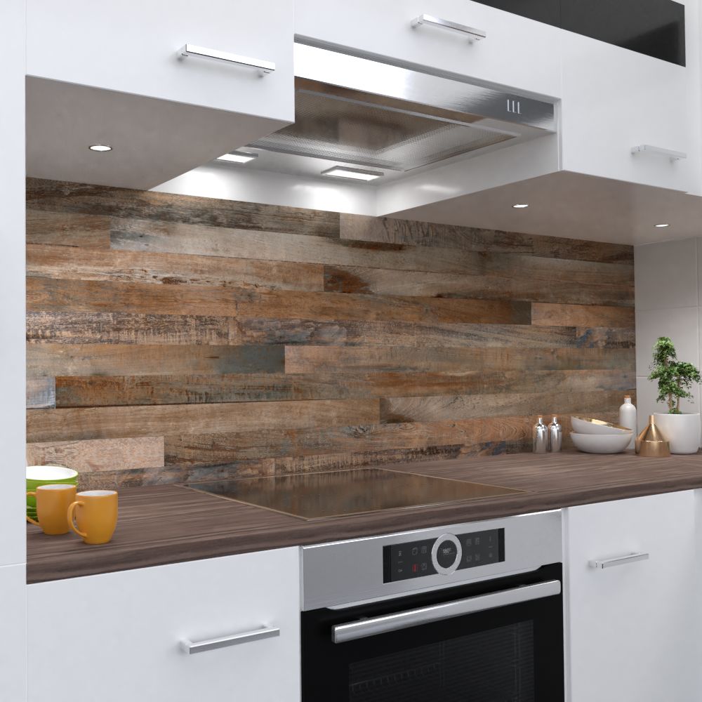 Holzrückwand Design Küchenrückwand selbstklebend Wandtattoo für Fliesenspiegel