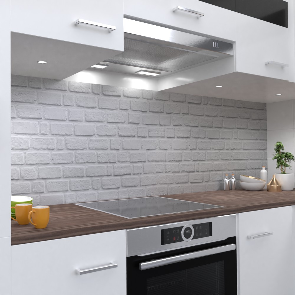 Klinker weiss Design Küchenrückwand selbstklebend Wandtattoo für Fliesenspiegel