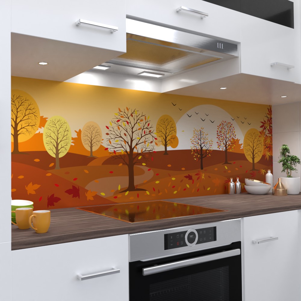 Autumn Panorama Design Küchenrückwand selbstklebend Wandtattoo für Fliesenspiegel