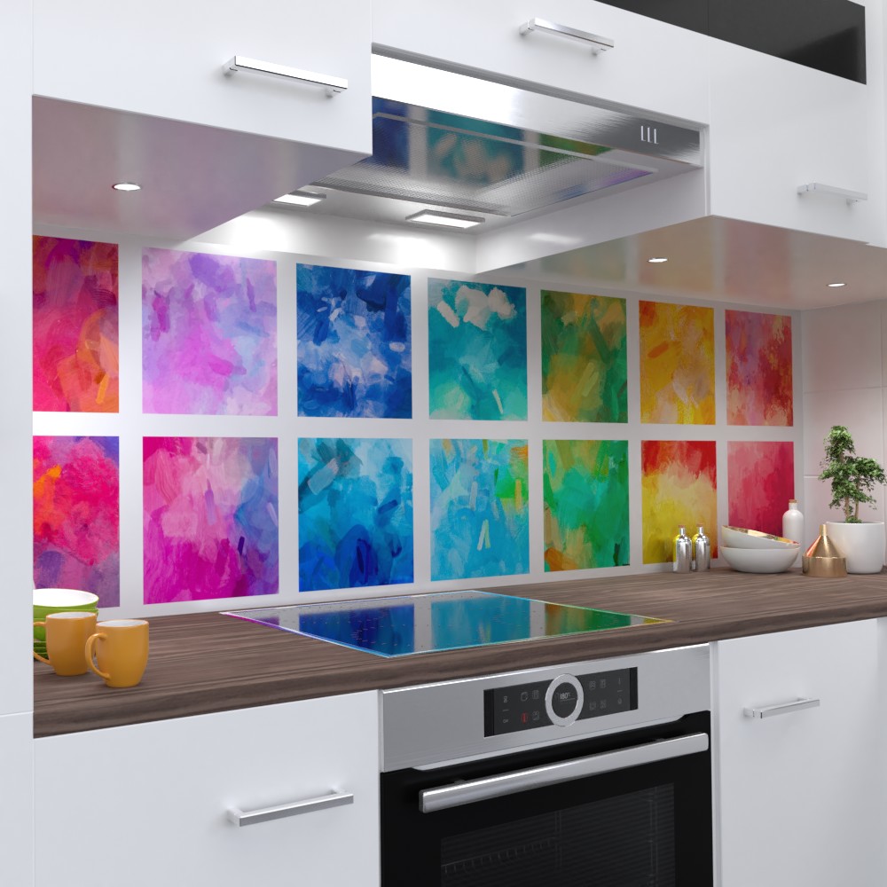 Colorful Design Küchenrückwand selbstklebend Wandtattoo für Fliesenspiegel