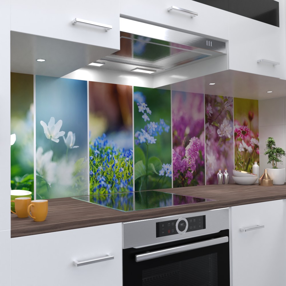 Blumen Collage Küchenrückwand selbstklebend Wandtattoo für Fliesenspiegel