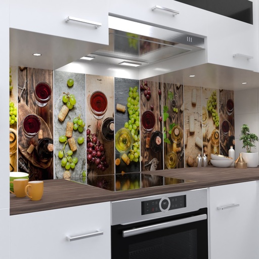 Weinkollage Design Küchenrückwand selbstklebend Wandtattoo für Fliesenspiegel