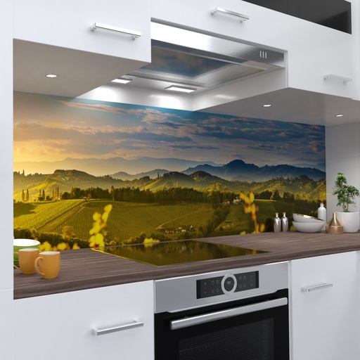 Weinlandschaft Design Küchenrückwand selbstklebend Wandtattoo für Fliesenspiegel