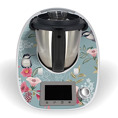 [K02224-03-25] Aufkleber für Thermomix TM5 Sticker Vorwerk Birds and Flowers Design Folie Tattoo