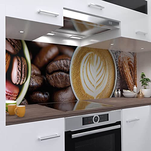 [K01006-120x60-03-21] Kaffeebohnen Küchenrückwandd selbstklebend Wandtattoo für Fliesenspiegel