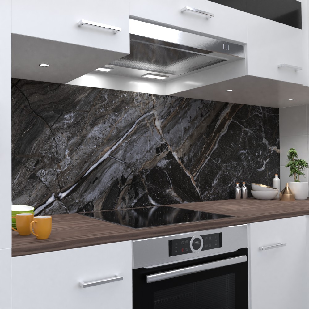Küchenrückwand selbstklebend schwarzer Marmor