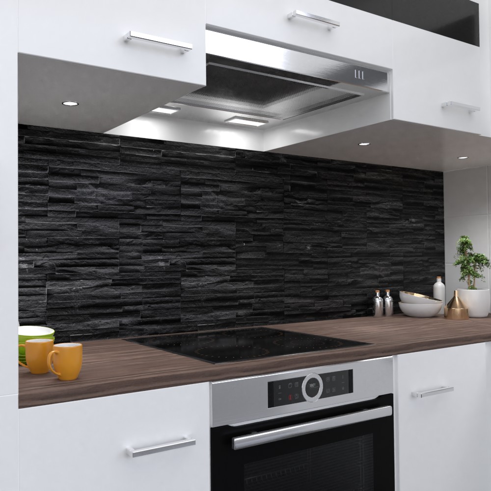 Küchenrückwand selbstklebend schwarzer Ziegelstein